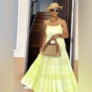 Anthropologie Sheer Lace Tiered Midi Dress Size XS (relaxed fit up to Medium)